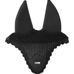 Fliegenhaube Padded Plain Black Silver, Fliegenmütze, Fliegenohren