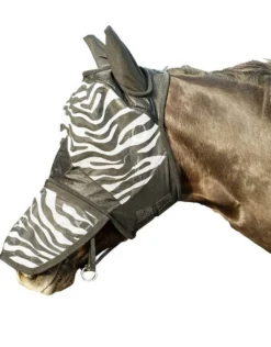 Fliegenmaske Zebra, Fliegenschutzmaske, mit Ohren- und Nasenschutz
