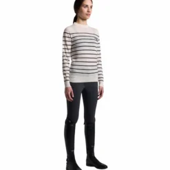 Pullover Damen CT Stripe Jacquard Merinos Crew Neck FS26, Merinowolle