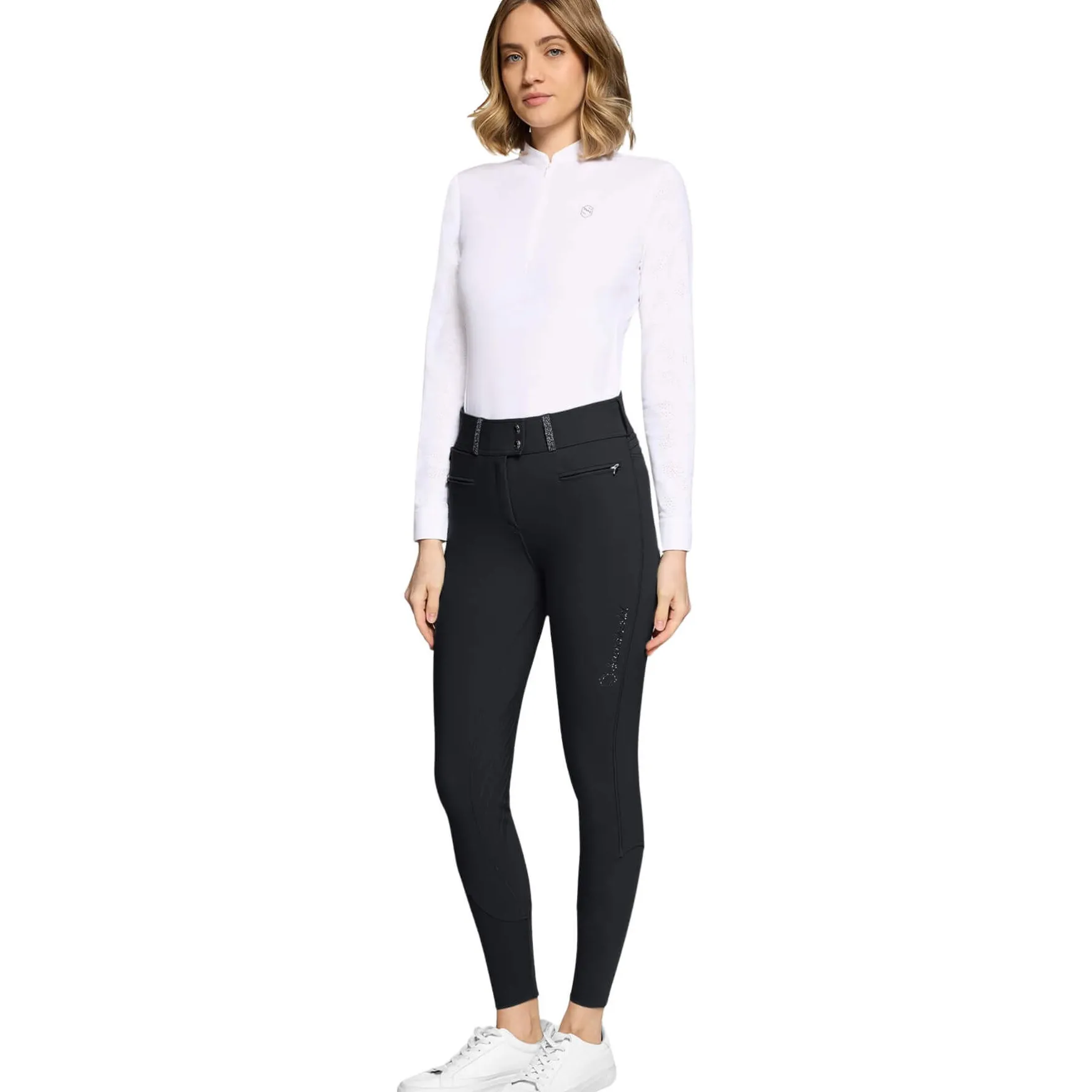 Reithose Damen Claranova FS26, Vollbesatz, Full-Grip, High Waist, UV-Schutz