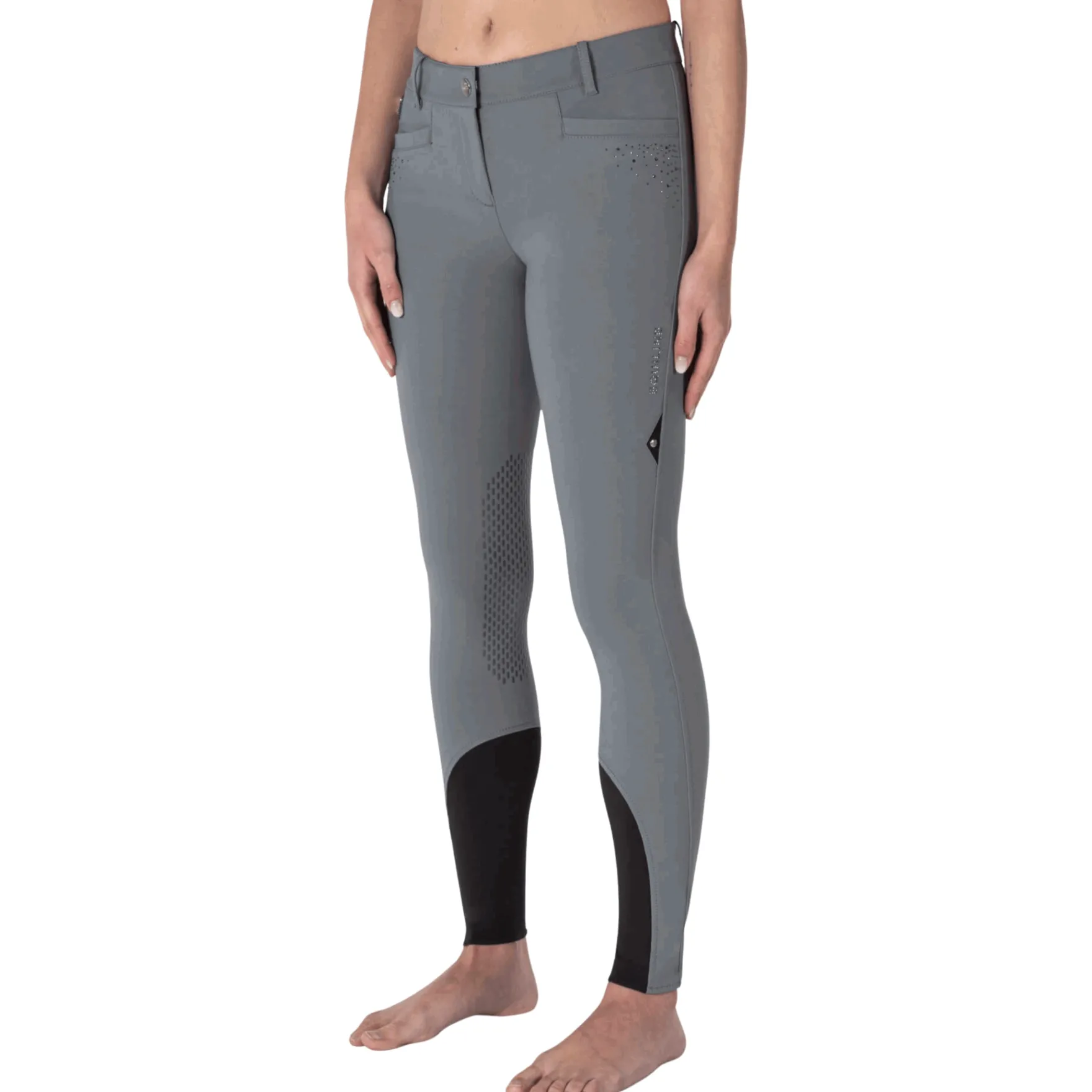 Reithose Damen Eqash Glitzersteine, Kniebesatz, Knee-Grip