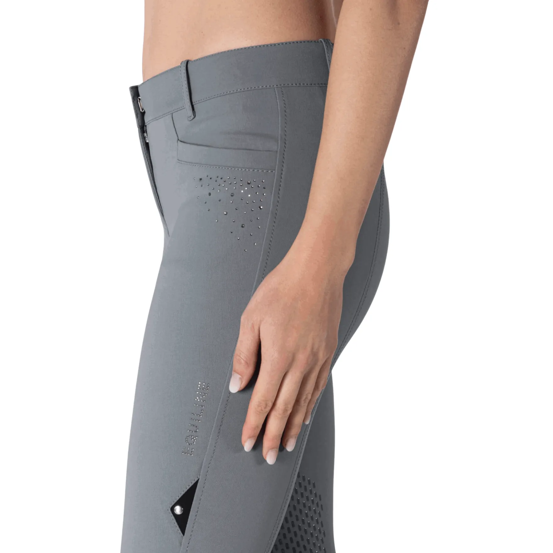 Reithose Damen Eqash Glitzersteine, Kniebesatz, Knee-Grip