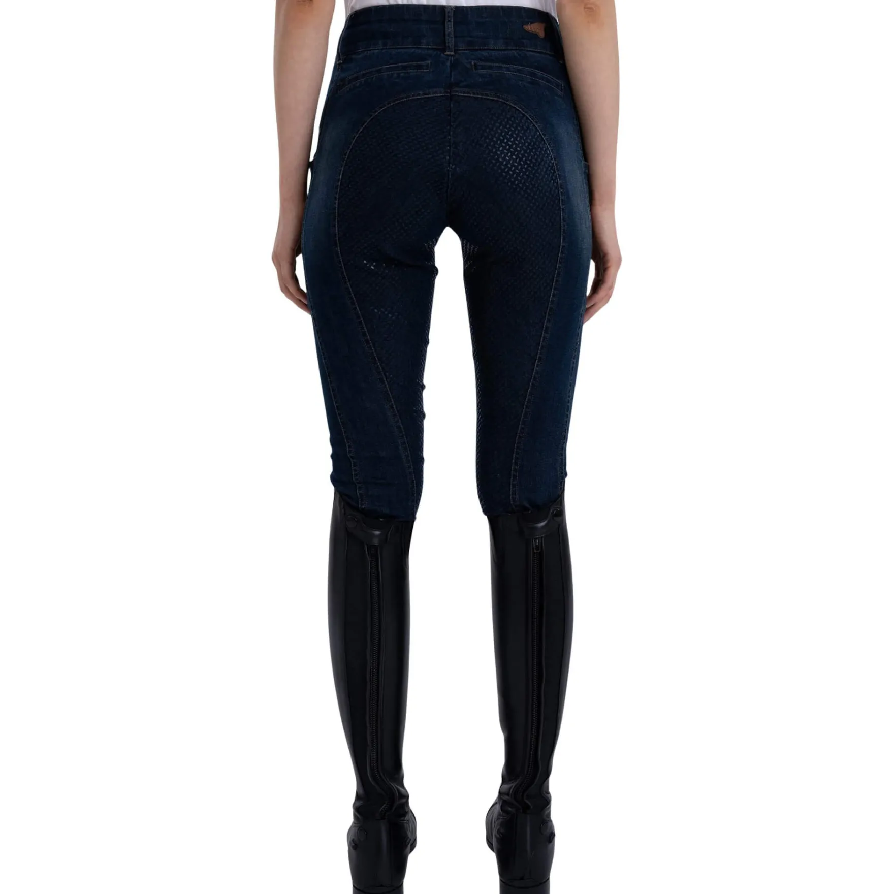 Reithose Damen ESClassic Slim, Vollbesatz, Full-Grip, High Waist, Jeansreithose