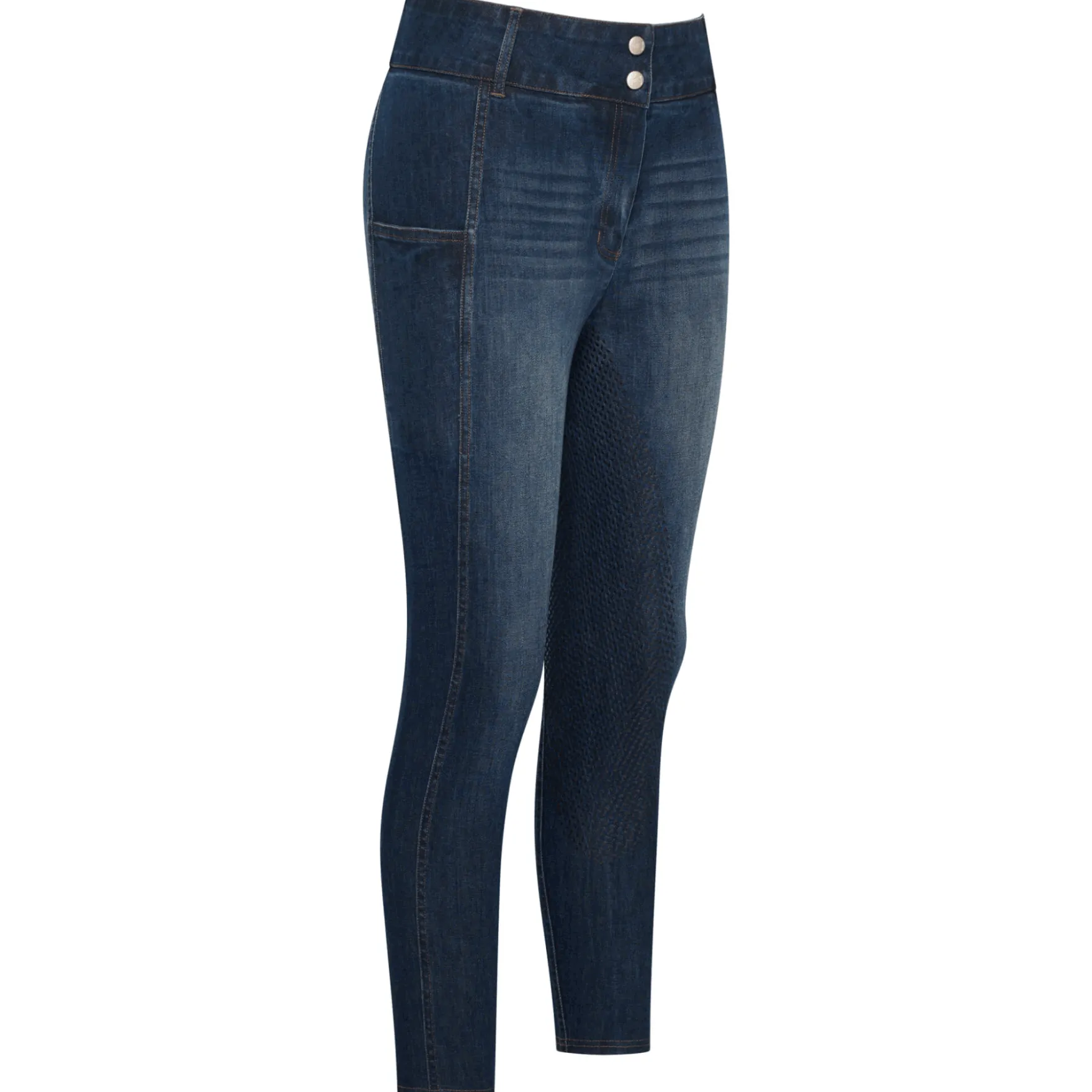 Reithose Damen ESClassic Slim, Vollbesatz, Full-Grip, High Waist, Jeansreithose