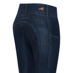 Reithose Damen ESClassic Slim, Vollbesatz, Full-Grip, High Waist, Jeansreithose