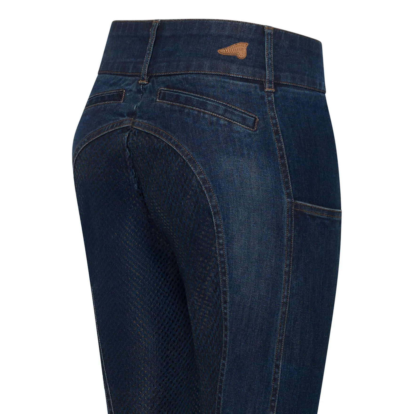 Reithose Damen ESClassic Slim, Vollbesatz, Full-Grip, High Waist, Jeansreithose