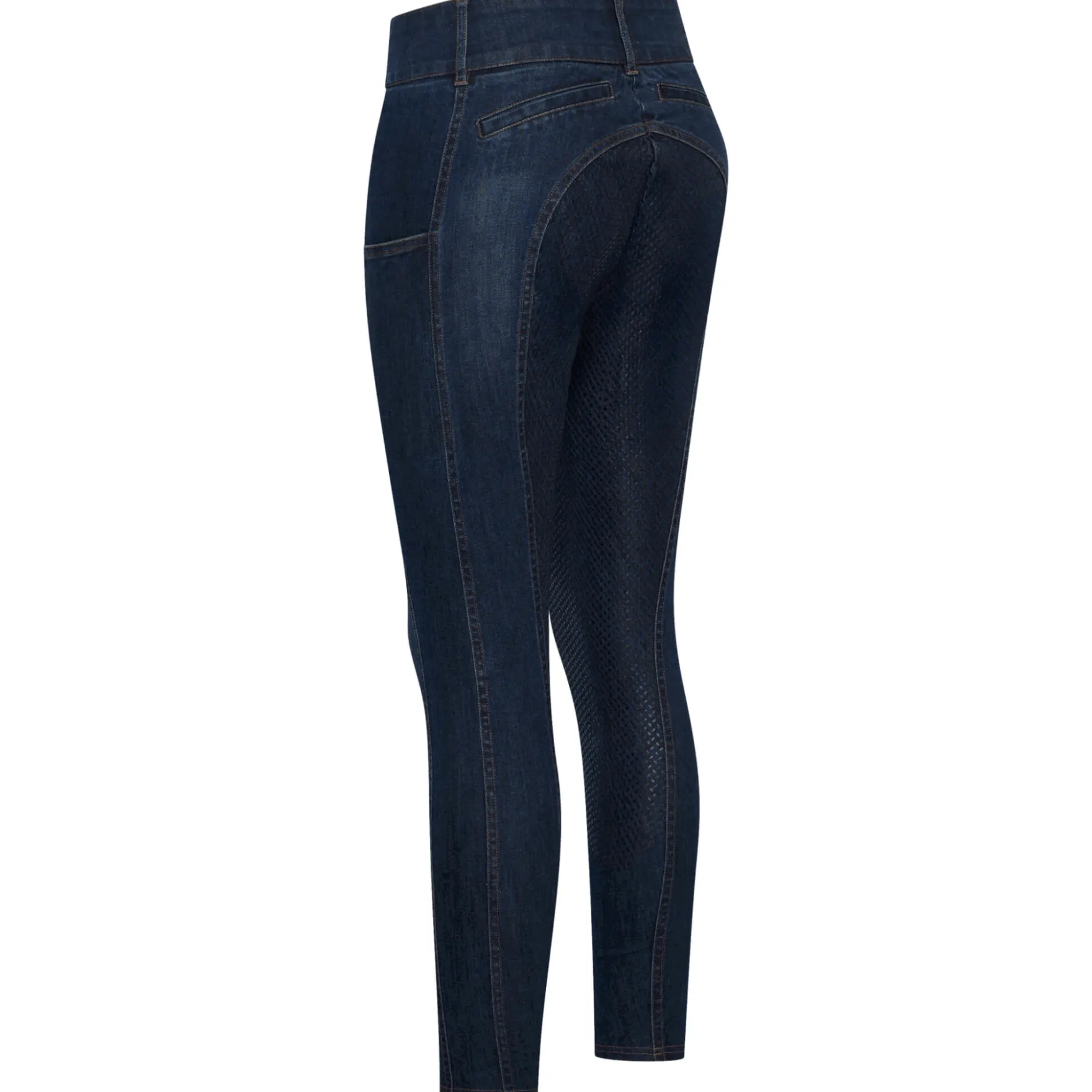 Reithose Damen ESClassic Slim, Vollbesatz, Full-Grip, High Waist, Jeansreithose
