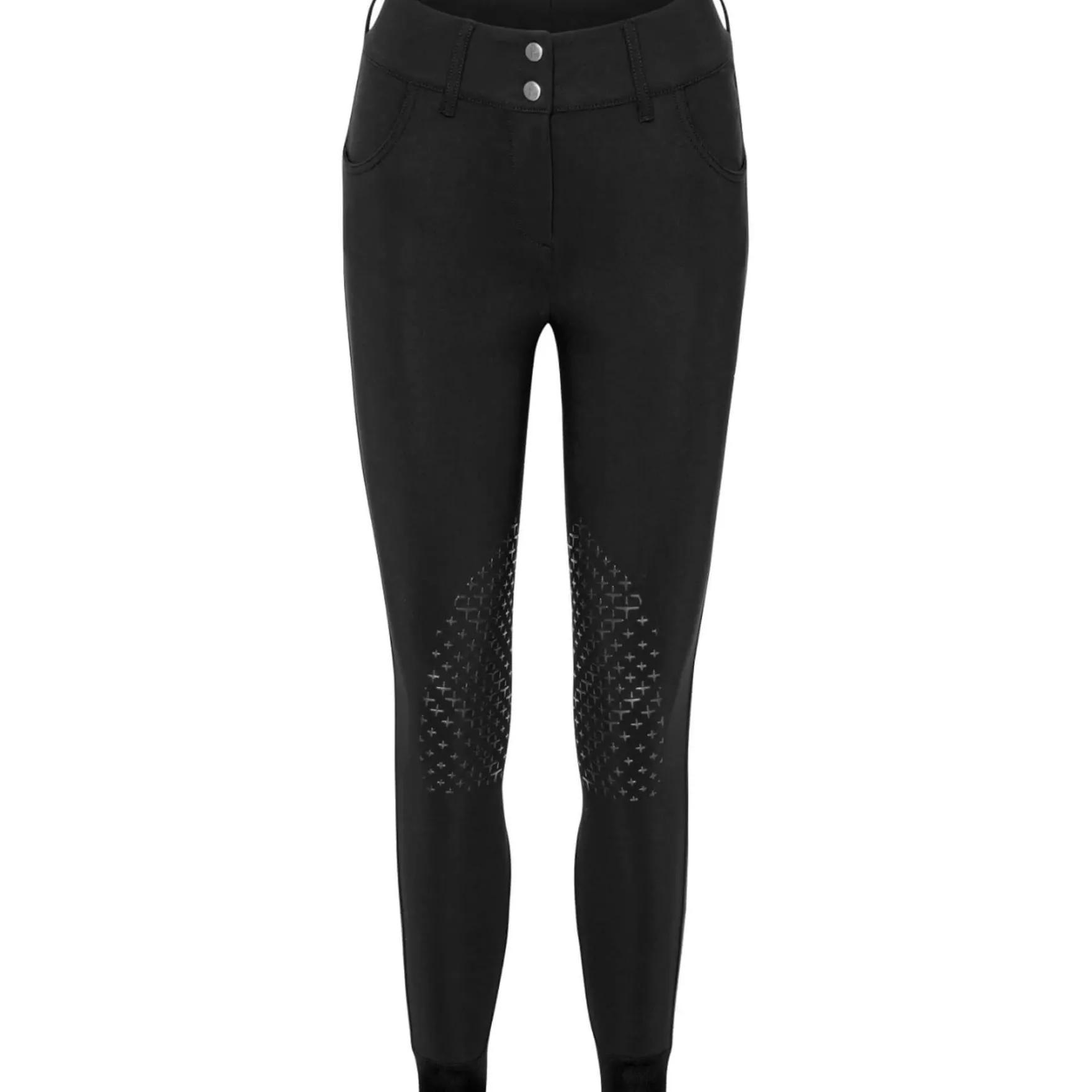 Reithose Damen Star Cut High Waist Breeches, Kniebesatz, Knee-Grip