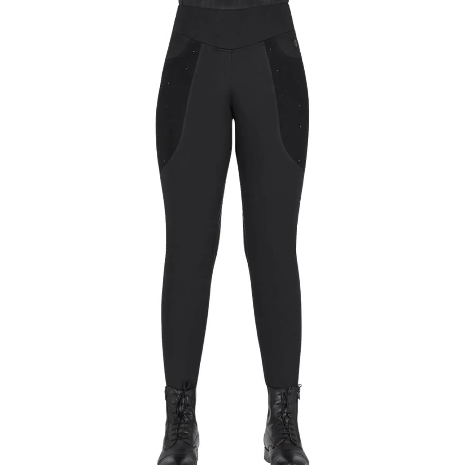 Reitleggings Damen Zahra HW25, Winterreitleggings, Teilbesatz, Half-Grip, High Waist
