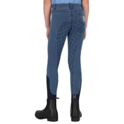 Reitleggings Mädchen Rosalynn Junior Denim FS26, Vollbesatz, Full-Grip