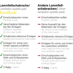 Schabracke, mit innenliegenden Taschen, Lammfell, Springschabracke