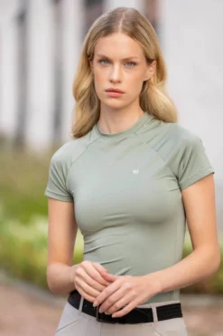 Shirt Damen Dynamic Base Layer Pistachio White, Trainingsshirt, kurzarm