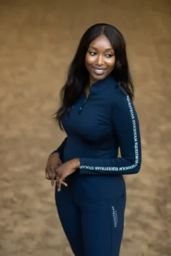 Shirt Damen Modern Tech Navy, Trainingsshirt, langarm