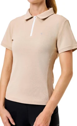 Shirt Damen Sand, Trainingsshirt, Trainingspolo, kurzarm